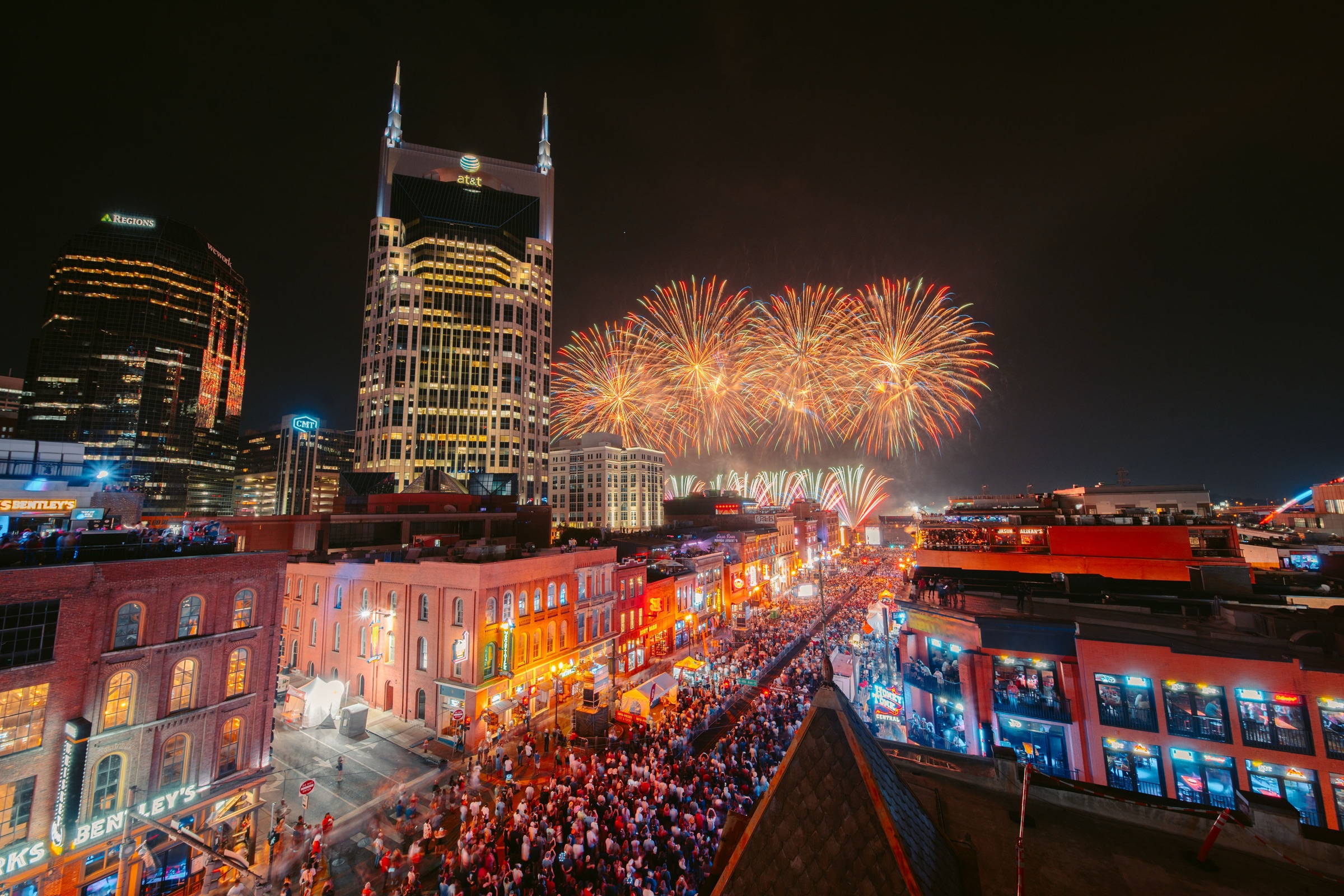 Fireworks over Broadway in Nashville, Visit Music City