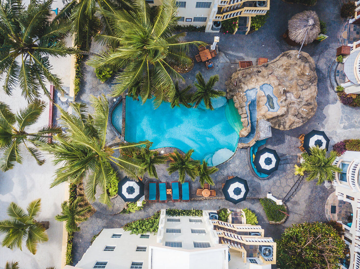 Aerial resort pool photography