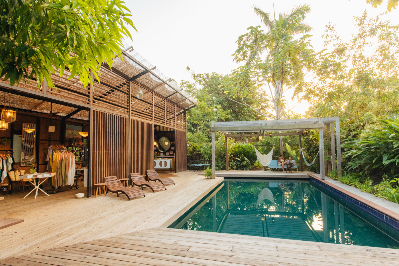 Boutique hotel pool deck photography
