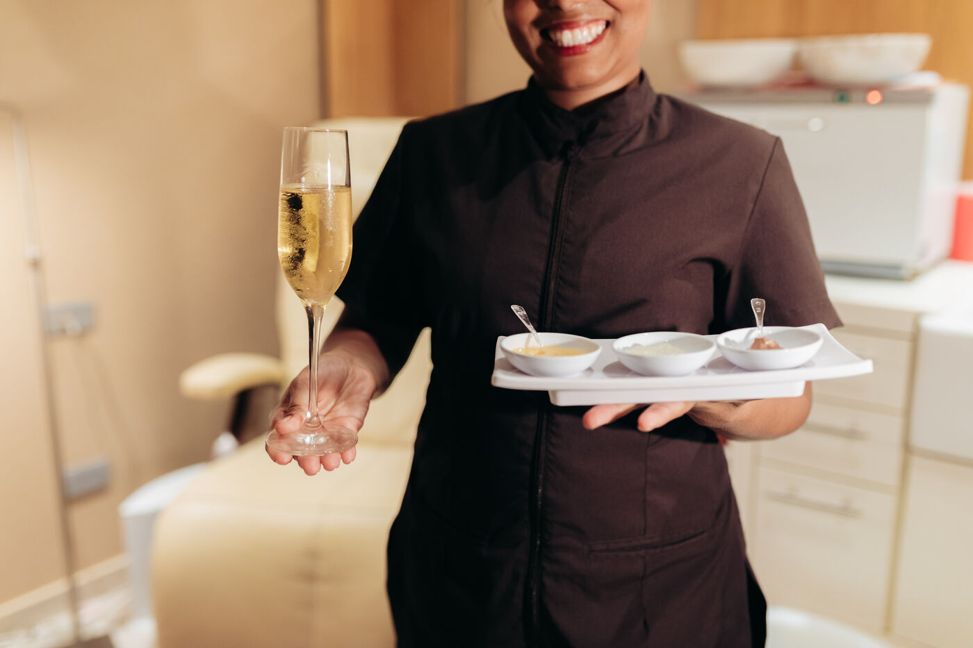 Spa and champagne lifestyle photography